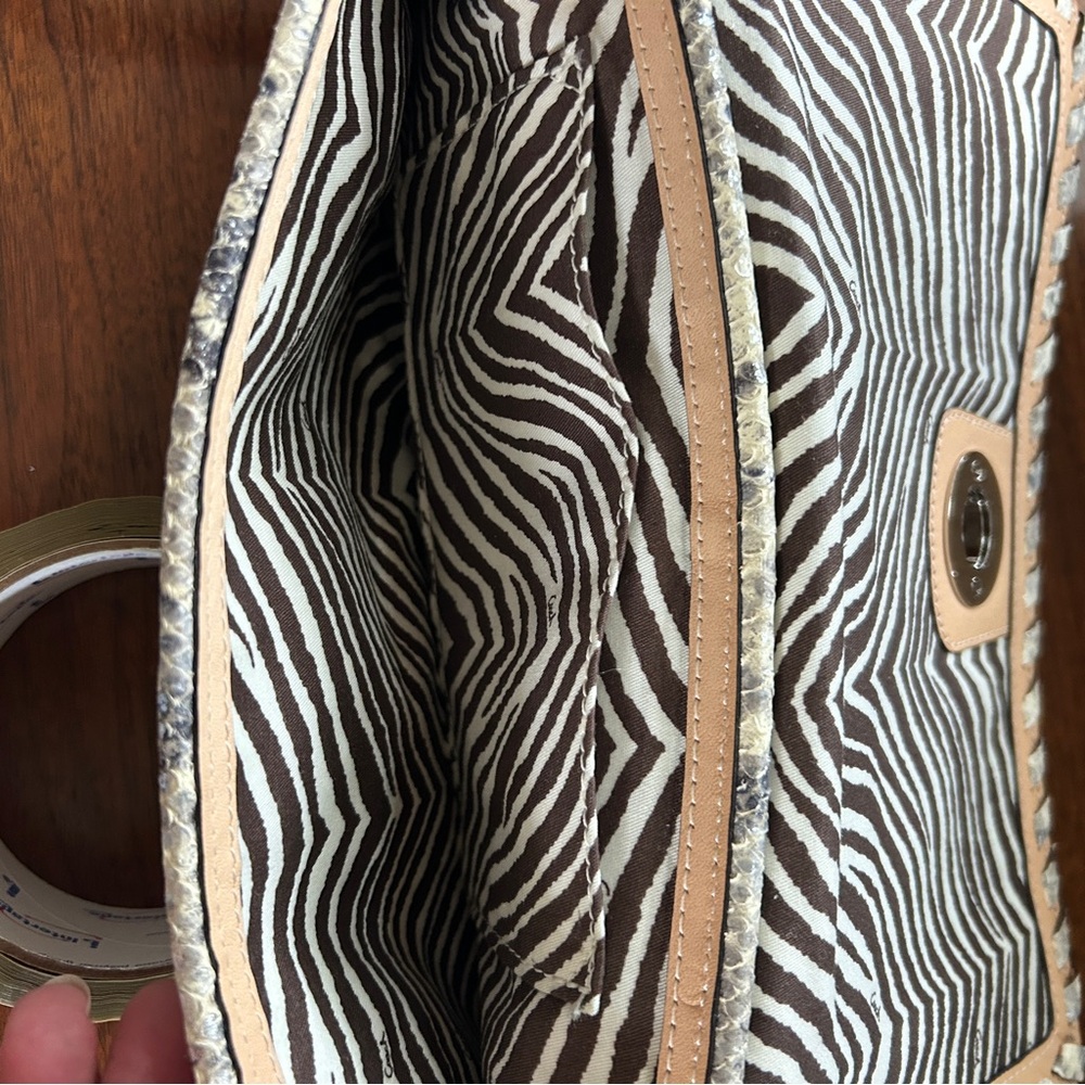 Coach Hampton Straw & Python Leather Trim Clutch … - image 8